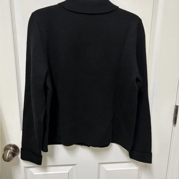 Talbots Black Textured Button-Up Sweater Jacket - Picture 4 of 6